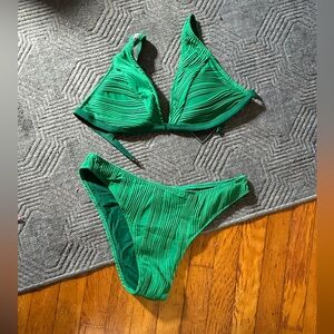 Zaful Green Textured Bikini Bottom